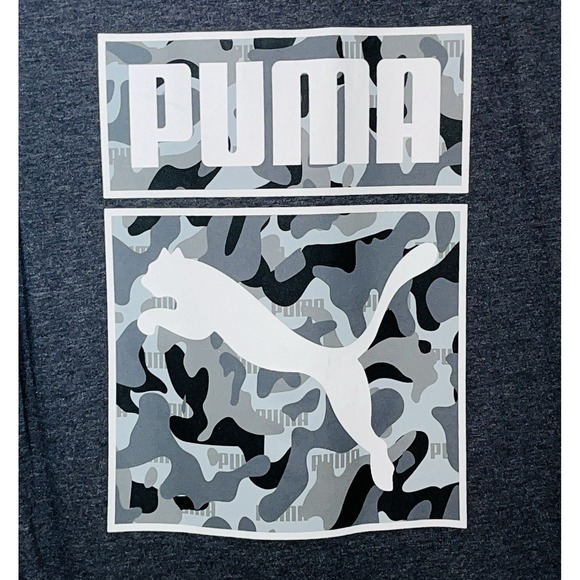Puma Graphic T-Shirt Men's Small‎ Gray Camo Logo Sportswear BlokeCore - Picture 2 of 5